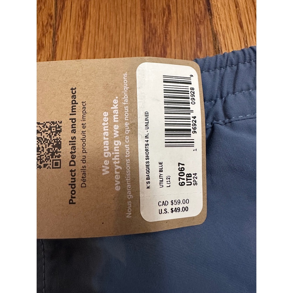 New girls Patagonia Kids Baggies Shorts Size L (12) Utility Blue Unlined NWT - Picture 9 of 9
